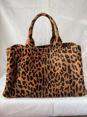 Prada Leopard Print Tote - Brown and Black